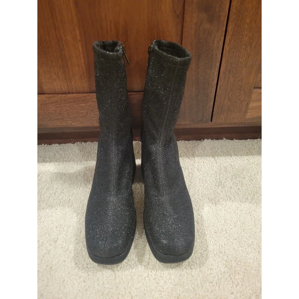 New ABOUND Steffie Platform Bootie In Black Glitter Women's Size 7 Zipper Party